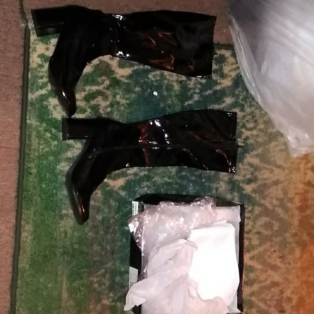 White and black boots